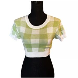 Romwe Gingham Green Crop Top